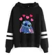 90s Cartoon Disney Lilo and Stitch Funny Hoodies Women Harajuku Cute Stitch Anime Sweatshirt Manga