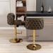 Swivel Barstools Adjusatble Seat Height, PU Upholstered Bar Stools with Tufted Back, for Home Pub and Kitchen Island, Set of 2