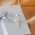 Anhänger Halskette Für Frauen Koreanische Engel Flügel Kreuz Zirkon Licht Gold Farbe Choker Ketten