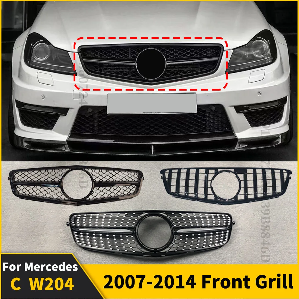 Fronter Einlassgitter Stoßstangengrill für Mercedes W204 C204 S204 C43 Benz C 2007–2014 AMG GT R Diamond Style Grid Tuning Zubehör Image