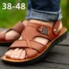 Männer Sandalen Sommer Männliche Leder Sandalen Klassische Männer Hausschuhe Strand Schuhe für Männer Bequeme Römische Alias Große Größe 48