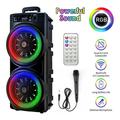 Seneo Wireless Portable FM Bluetooth Speaker Subwoofer Heavy Bass Sound System High-Power Dual 8-Inch Bluetooth Portable Rgb Speakers With 6.35Mm Microphone And Remote Control