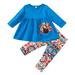 Youmylove Two Piece Girls Outfits Toddler Kids Girls Outfit Thanksgiving Prints Long Sleeve Tops Pants 2Pcs Set Outfits