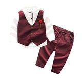 TOWED22 Baby Boy Outfits Suits Formal Clothes Sets Toddler Boys Long Sleeve T Shirt Tops Vest Coat Pants Child (RD1 5-6 Y)