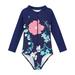 Cat Swimsuit Girls Baby And Toddler Girls Swimsuit Rash Guard Long Sleeve 1 Piece Zipper Bathing Suits UPF 50+ Sun Protections Little Girl Swimsuits Size 5t