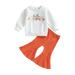 GXFC Toddler Girls Halloween Outfits Clothes 6M 1T 2T 3T 4T Kids Girls Long Sleeve Letters Print Sweatshirt+Elastic Waist Flare Pants 2Pcs Halloween-themed Clothing for Children Girls