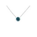 Women's Silver Bezel Set 3.5Mm Created Gemstone Solitaire 18" Pendant Necklace - Choice Of Birthstone by Haus of Brilliance in Sapphire