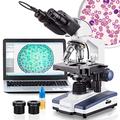 AmScope - 40X-2500X LED Binocular Compound Microscope w/ 3D Mechanical Stage + USB Digital Camera - B120C-E
