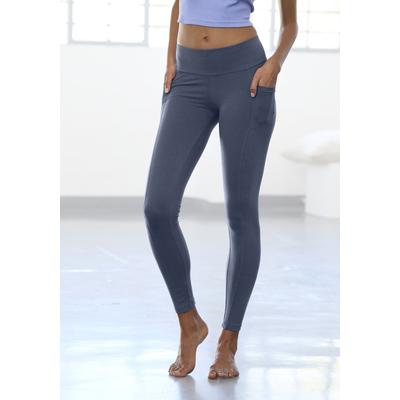 Leggings VIVANCE, Damen, Gr. 36/38, N-Gr, blau, Single Jersey, Obermaterial: 95% Baumwolle, 5% Elasthan, unifarben, Basic, skinny fit, Hosen, mit zwei Handytaschen Image