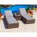 Latitude Run® Sorrento 76.5" Long Reclining Chaise Lounge Set w/ Cushions & Table Wicker/Rattan in Gray | Outdoor Furniture | Wayfair