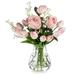 Primrue Lester Mixed Floral Arrangement or Centerpiece in Vase Fabric in Pink/White | 12 H x 9 W x 9 D in | Wayfair