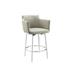 Orren Ellis Chandy Swivel 26" Counter Stool Upholstered/Leather/Metal/Faux leather in Brown/Gray | 36 H x 24 W x 22.5 D in | Wayfair