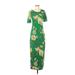 G.I.L.I. Casual Dress: Green Floral Motif Dresses - Women's Size 2X-Small