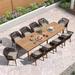 PURPLE LEAF 11 Pieces Outdoor Dining Set Metal Rattan Furniture Set for Lawn Backyard Patio Dining Set