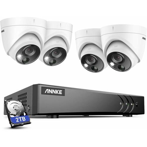 Annke – 5MP PIR-Überwachungsset 8CH dvr H.265+ mit 2 tb Festplatte und 4 IP67 wasserdichten