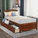 Twin Platform Storage Bed Wood Bed Frame with Two Drawers and Headboard