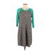 PIPHANY Casual Dress - Shift Scoop Neck 3/4 sleeves: Green Floral Dresses - Women's Size Medium