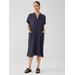 Organic Cotton Gauze Mandarin Collar Dress - Blue - Eileen Fisher Dresses