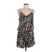 Three Eighty Two Romper Plunge Sleeveless: Black Leopard Print Rompers - Women's Size Medium