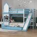 Harper Orchard Kerman Bunk Bed w/ Drawers Wood in Blue | 75.4 H x 73.4 W x 110 D in | Wayfair 143BA76AA0BD43C691416FDF506DC789