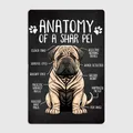 Anatomy of a Shar Pei Metal Sign Peinture murale Cinéma Salon Affiche drôle 18