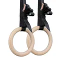 Sports Wood Gymnastic Rings with Adjustable Buckle Straps Anti-slip belt for Strength Training Home