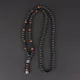New Vintage Natural Tiger-eye Stone Black Lava Beads Buddha Head Pendant Necklace for Men Hnadmade