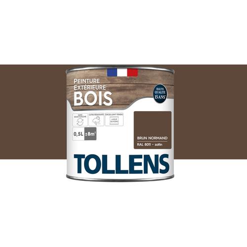Tollens - Peinture bois extérieur 2 en 1 - Ultra Résistante et économique Satin - Brun Normand