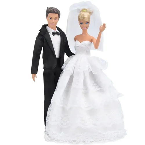 1 Set Puppe Kleidung Hochzeit Kleid Weiß 5 storey 5-tier Kuchen Hochzeit Rock Ken Kleidung Hochzeit