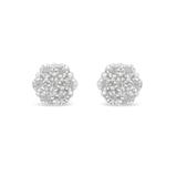 Women's Silver 1/10 Cttw Diamond Miracle-Set Floral Cluster Button Stud Earrings by Haus of Brilliance in Silver