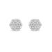 Women's Silver 1/10 Cttw Diamond Miracle-Set Floral Cluster Button Stud Earrings by Haus of Brilliance in Silver