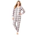 Plus Size Women's Holiday Print Onesie Pajama by Dreams & Co. in Pink Grey Buffalo Plaid (Size 22/24)