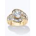 Women's 4.79 Tcw Round Cubic Zirconia Bypass Ring In 14K Gold-Plated Sterling Silver by PalmBeach Jewelry in Gold (Size 6)