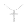 Women's Silver 1/4 Cttw Diamond Cross Pendant Necklace by Haus of Brilliance in Silver