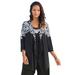 Plus Size Women's Ultrasmooth Fabric® Cardigan and Tank Set by Roaman's in Black Damask Print (Size 18/20)