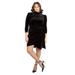 Plus Size Women's Velvet Mini Dress with Wrap Skirt by ELOQUII in Totally Black (Size 26)