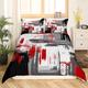 Abstract Bedding Set Modern Abstract Art Comforter Cover for Boys Girls Children Red Grey Black Pattern Bedding Duvet Cover Set Room Decor King Size Bedspread Cover 3Pcs