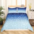 Homewish Blue Galaxy Comforter Cover Double Pastel Dark Blue Ombre Duvet Cover Navy Blue Ombre Bedding Set For Kids Boys Girls Teens Bedroom Dorm,Sparkle Stars Glitter Quilt Cover 2 Pillow Cases