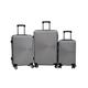 Flex 3pc Hard Shell Suitcase Set - Lightweight Suitcase Set - ABS 3 Piece Luggage Set Includes Cabin & Hold Luggage - Premium Qualiity Trolley - 4 Wheel Suitcase Sets Built in Lock (Full Set, Grey)