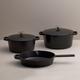 Black Cast Iron Cookware - Made From Recycled Materials 3.3L & 5.2L Casserole Dish Skillet Available As A Set Or Individually