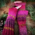 Fingerless Gloves, Pink Knitted Long Mittens, Arm Warmers, Hand Knit Gloves, Warmers