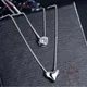 925 sterling Silver Necklace Double Layer Chain Zircon Heart Pendants Necklaces For Women kolye