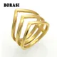 Förderung Verkauf BORASI Mode Ring Goldene Farbe Edelstahl Schmuck Mode Drei V Form Design Ring Für