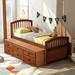 Walnut 78.97" Twin Size Platform Storage Bed Solid Wood Bed with 6 Drawers, Environmentally Friendly Materials Production