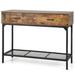 Console Table Industrial Large Drawers Storage Shelf Narrow