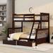 Espresso Twin-Over-Full Bunk Bed with Full-Length Guardrail, Headboard, Footboard, and 2 Drawers for Optimum Security