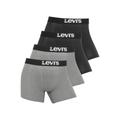 Boxershorts LEVI'S "Men Solid Logo Boxer 4er Pack" Gr. S (4), 4 St., grau (grau, schwarz) Herren Unterhosen Levi's