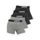Boxershorts LEVI'S "Men Solid Logo Boxer 4er Pack" Gr. S (4), grau (grau, schwarz) Herren Unterhosen Levi's mit breitem Logobund