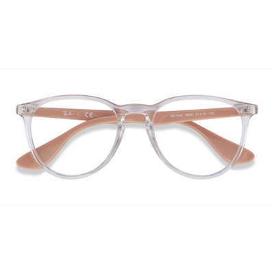 Female s round Clear & Pink Beige Plastic Prescription eyeglasses - Eyebuydirect s Ray-Ban RB7046