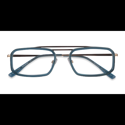 Male s rectangle Teal Gold Acetate,Metal Prescription eyeglasses - Eyebuydirect s Watson